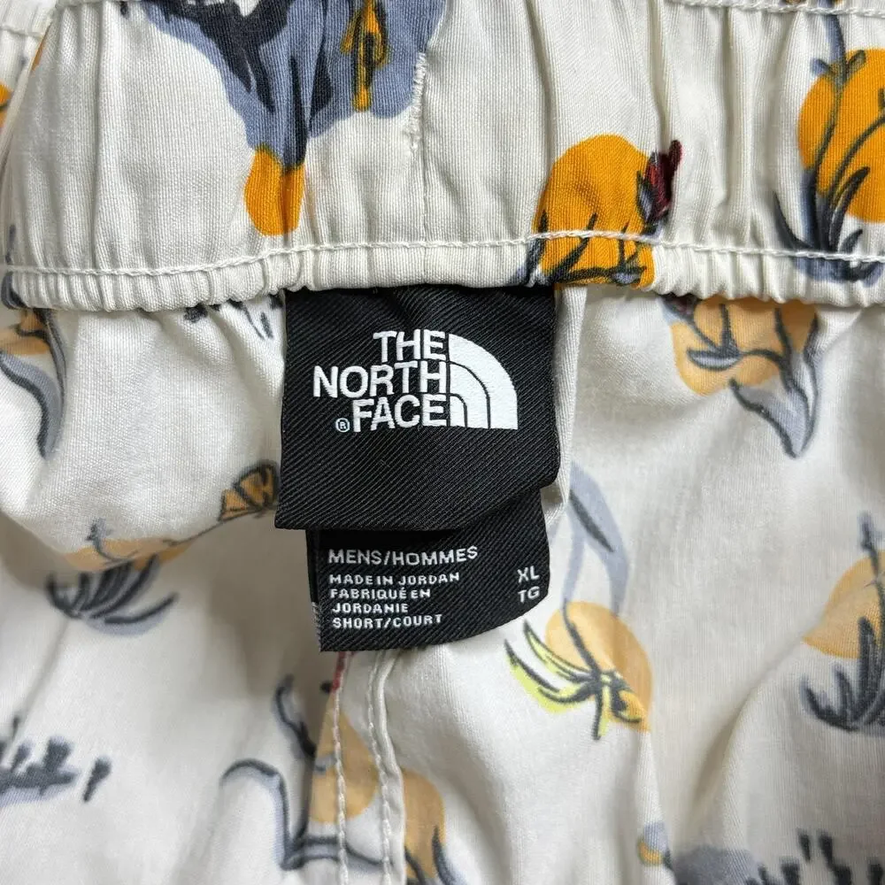 North Face Shorts Mens XL Beige Floral Print Chino Elastic Waist Outdoor
